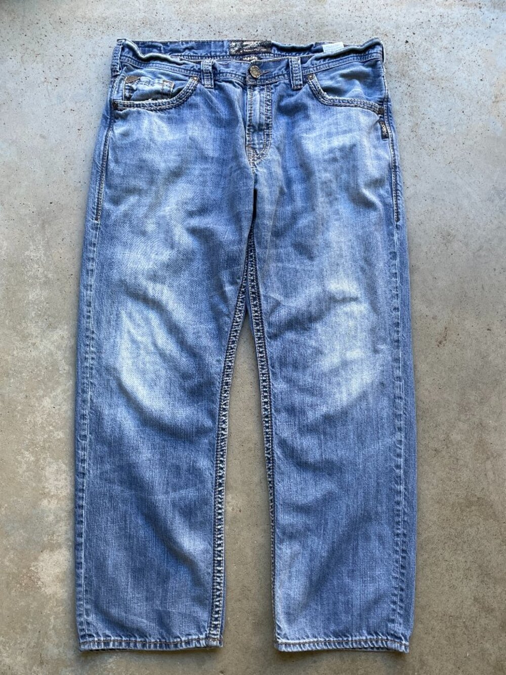 Silver Jeans Loose Baggy Fit Blue Wash Faded Men's Size 38x30